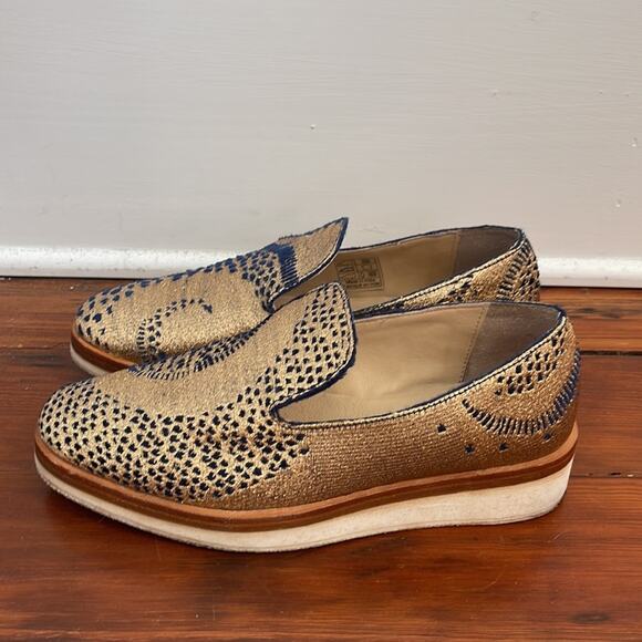 Free People Snake Eyes metallic tapestry loafers sz 38 - Picture 3 of 6